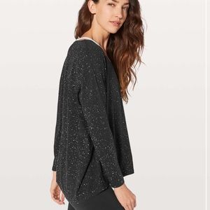 Lululemon Back In Action Long Sleeve V Splatter Dye Black